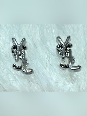 Silver-Tone Initial YSL MINI-Stud Earrings